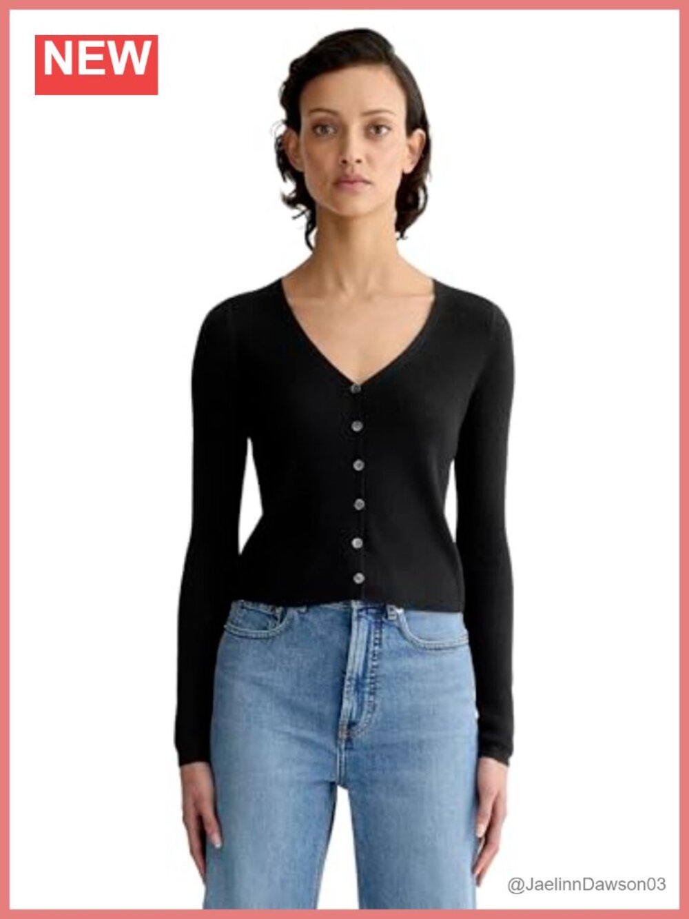 Everlane Ultrasoft Merino Wool Cropped V-Neck Cardigan Sweater